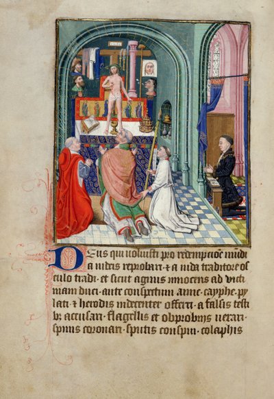 De Mis van St. Gregorius uit een Getijdenboek, gemaakt voor Filips de Stoute, Hertog van Bourgondië door French School