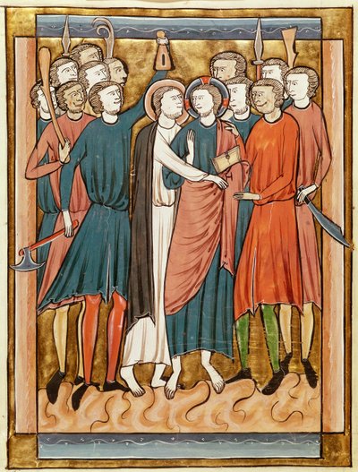 Ms 3016 fol.15v De Kus van Judas, uit Psautier a lUsage de Paris door French School