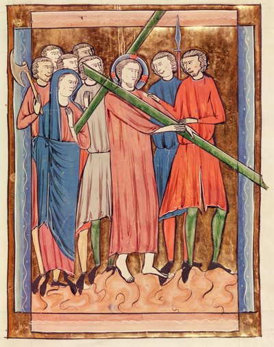 Ms 3016 fol.16 Christus draagt het Kruis, uit Psautier a lUsage de Paris door French School
