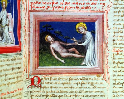 Ms 314 Schepping van Adam, uit de Bijbel des Grands Augustins, 1494 door French School