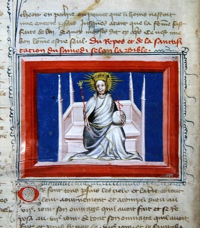 God in majesteit, uit de Bijbel des Grands Augustins door French School