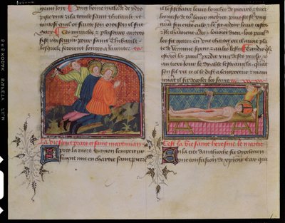 Ms 3682 De onthoofding van St. Processus en St. Martinianus en het martelaarschap van St. Erasmus, uit Legenda Sanctorum Aurea door Jacques de Voragine door French School