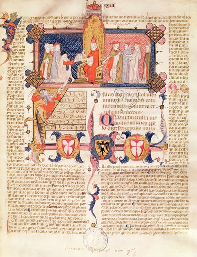 Jean Andre presenteert zijn werk aan paus Clemens V (ca. 1260-1314) door French School