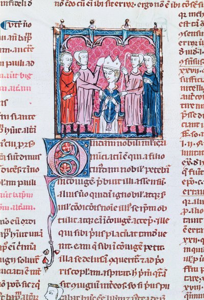 Ms 372 fol.158v Inhuldiging van een bisschop, uit Decreten van Gratianus door French School
