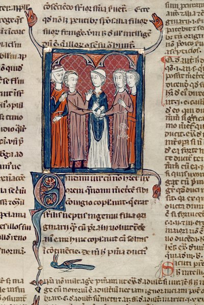 Ms 372 fol.168 Een huwelijksceremonie, uit Decrets de Gratien door French School
