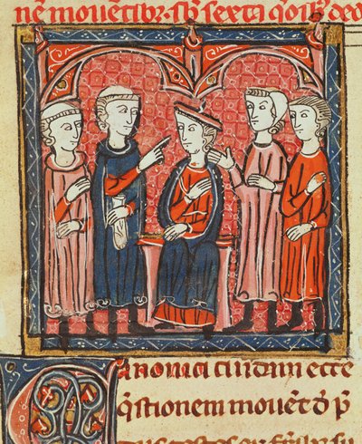 Ms 372 fol.1v Monetaire regulering, uit Decrets de Gratien door French School