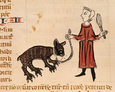 Ms 372 fol.241v Een berenhouder, uit Decrets de Gratien door French School