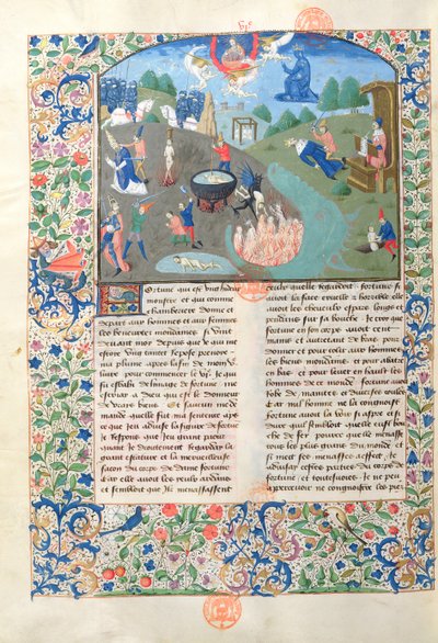 Ms 3878 Scènes van strijd, moord en hel uit De Casibus Virorum Illustrium door Giovanni Boccaccio door French School