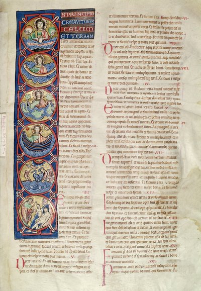 Ms 3 fol.4 De Zes Dagen van de Schepping, uit de Bijbel van St. Sulpicius van Bourges door French School