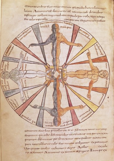 Ms 422 fol.6v Wiel van de seizoenen en maanden, uit De Natura Rerum door St. Isidorus van Sevilla door French School