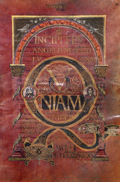 Ms 4 fol.102v Proloog van het Evangelie van St. Lucas, uit het Evangelie van St. Riquier, c.800 door French School
