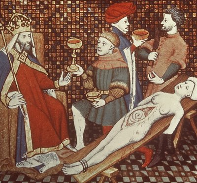 Nero die zijn moeder ontleedt, uit de Jean Sans Peur editie van De Casibus virorum illustrarium door Giovanni Boccaccio (1313-75) ca. 1410 door French School