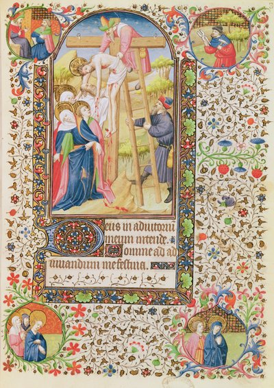 Ms 547 fol.32 De Kruisafneming, uit een Getijdenboek gebruikt door een vrouw uit Poitiers door French School