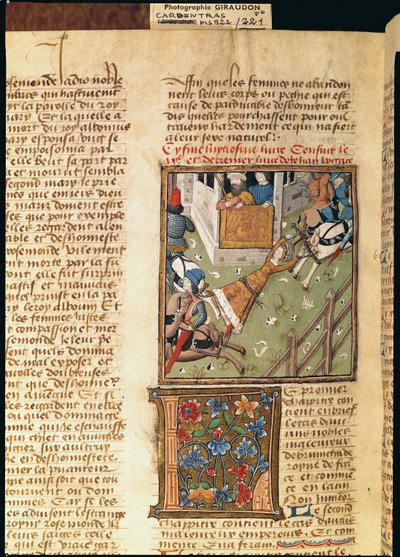 De marteling van Brunhilda uit Des Hommes Illustres, c.1460 door French School