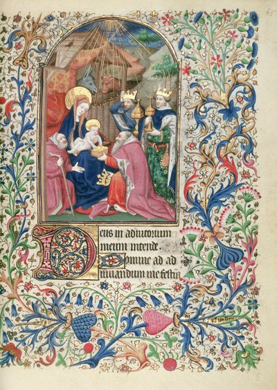 Aanbidding der Wijzen, uit een Getijdenboek, c.1460 door French School