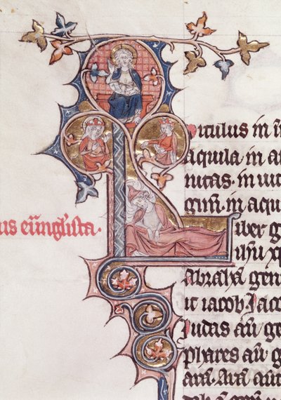 Ms 7 fol.199v Geïllustreerde initiaal L die de Boom van Jesse afbeeldt, uit de Bijbel van Jean d