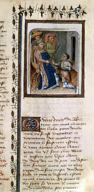 Bertrand du Guesclin geridderd door de koning, uit Histoire de Du Guesclin door French School