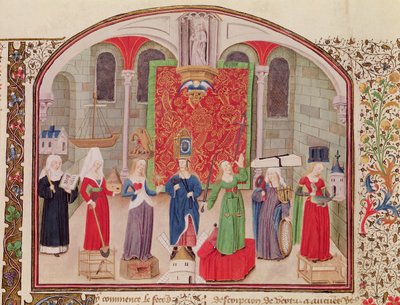 Ms 927 Fol.17v Theologische en Kardinale Deugden, uit Ethiek, Politiek en Economie door Aristoteles (384-322 v.Chr.) door French School