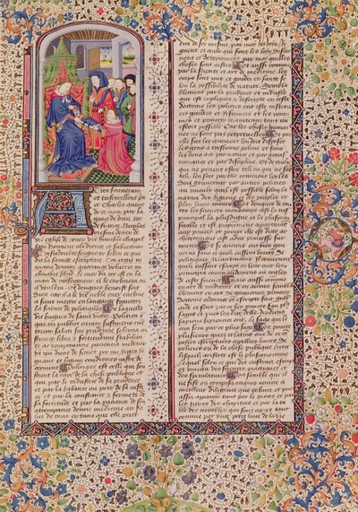 Ms 927 Fol.186 Presentatie van De Politiek aan de Koning, uit Ethiek, Politiek en Economie door Aristoteles (384-322 v.Chr.) door French School