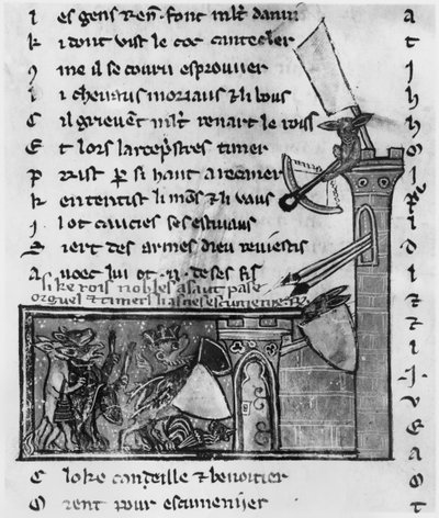 Ms Fr 1580 of 1581 Aanval op een kasteel, uit Le Roman de Renart door French School