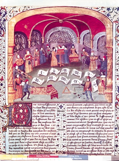 Ms Fr 22532 fol.336 Concert, uit de Des Proprietez des Choses door Barthelemy l
