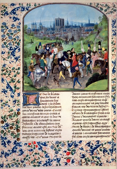 Intocht van de jonge Lodewijk II van Anjou in Parijs, uit Froissarts Kroniek door French School