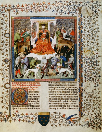 Voorbereiding op de jacht, uit het Livre de la Chasse door Gaston Phebus de Foix (1331-91) door French School