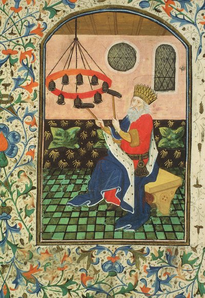Ms Gen 288 f.183v Koning en muziek, ca. 1460 door French School