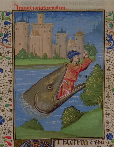 Jona en de walvis, uit de Bijbel van Jean XXII door French School