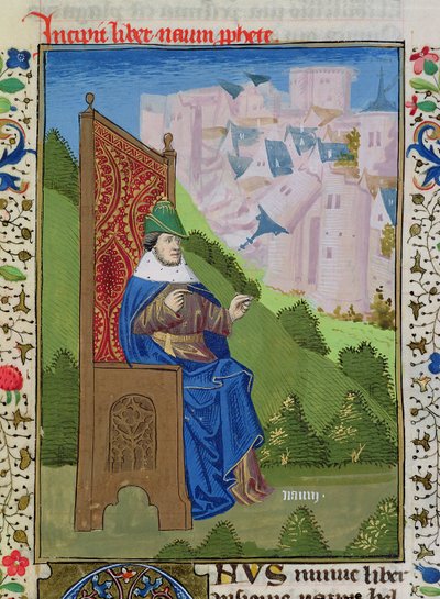 Nahum kondigt de vernietiging van Nineve aan, uit de Bijbel van Jean XXII door French School