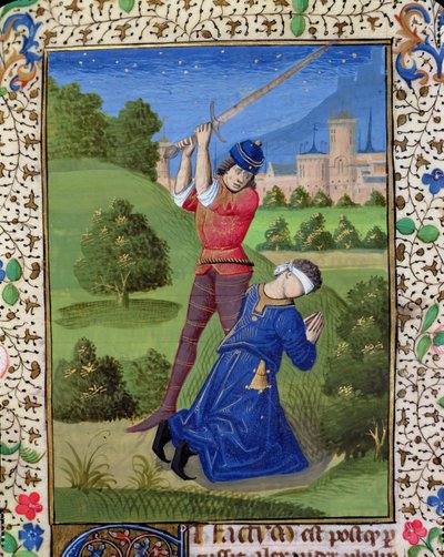 Ms H 7r De Onthoofding van Alexander I Balas, uit de Bijbel van Jean XXII door French School