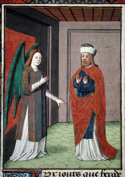Ms Hunter 368 f.17v Engel, ca. 1460 (perkament) door French School