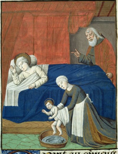 De Geboorte van de Heilige Maagd Maria, uit Vita Christi, door Ludolf van Saksen, ca.1300-7778 door French School