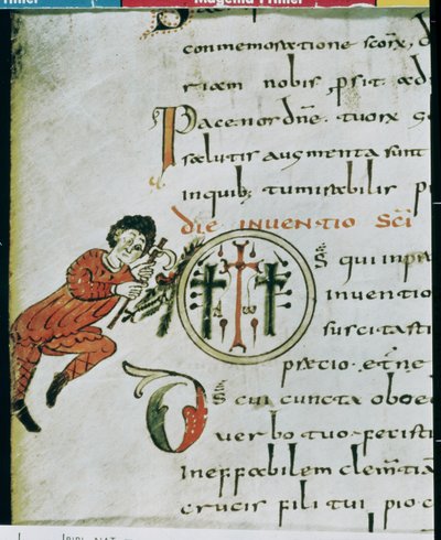 Geïllustreerde initiaal O, uit het Sacramentarium van Gellone door French School