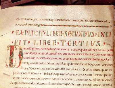 Ms Lat 1732 Fol.67v Geïllustreerde initiaal D, uit een werk van Sint Ambrosius (340-396) door French School