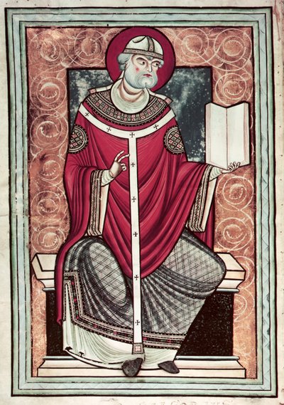 St. Gregorius (ca. 540-604) uit Lettre de Saint Gregoire door French School