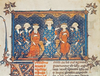 Filips IV (1268-1314) van Frankrijk met zijn vier kinderen en broer Karel van Valois door French School