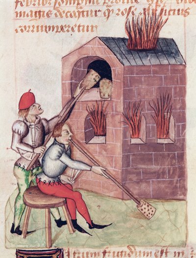 Ms Lat 993 L.9.28 f.138r Glasblazers, uit Tractatus de Herbis door Dioscorides door French School
