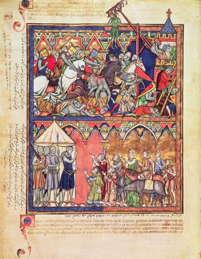 Ms M 638 f.10v Jozua, uit de Morgan Picture Bible, ca. 1244-54 door French School