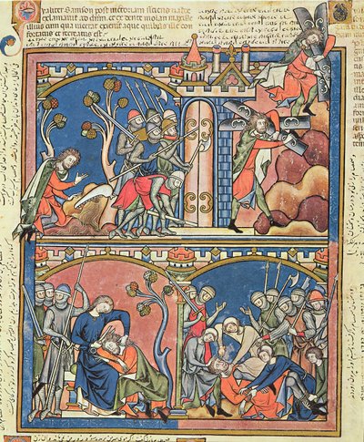 Simson en Delila, uit de Morgan Picture Bible, c.1244-54 door French School
