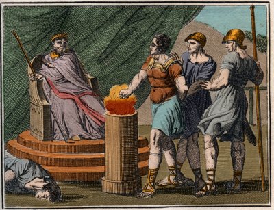 Mucius Scaevola voor Porsenna. door French School