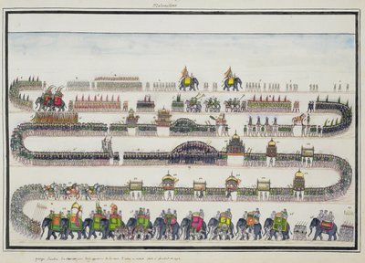 Muharram Ceremonie, Faizabad, 1772 uit Het Gentil Album, gepubliceerd in 1774 door French School