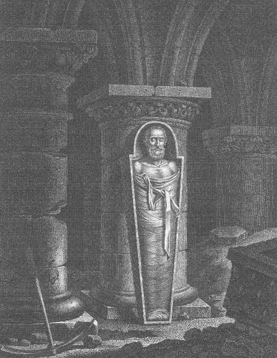 Mummie van Henri IV (1553-1610), Koning van Frankrijk, opgegraven door de revolutionairen, in de basiliek Saint-Denis, 14-25 oktober 1793 door French School