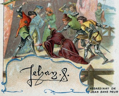 Moord op Jan zonder Vrees door een aanhanger van de Engelse dolfijn, de toekomstige Karel VII door French School