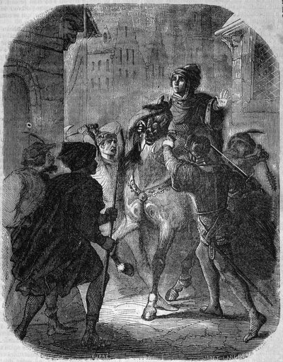 Moord op Lodewijk I van Valois, hertog van Orléans (1372 - 1407) in Oude Rue du Temple door Jean Sans Peur - in 