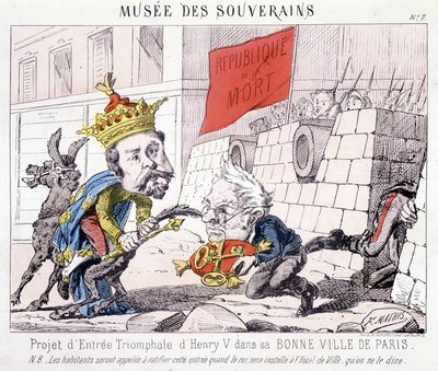 Musée des Souverains - Project voor de triomfantelijke intocht van Henri V in zijn goede stad Parijs (Thiers overhandigde hem de sleutels van Parijs verdedigd door burgers die een vlag zwaaien met de tekst 