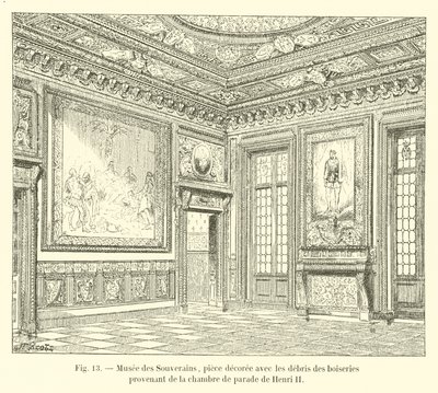 Museum van de Soevereinen, kamer versierd met de overblijfselen van het houtwerk afkomstig uit de parade kamer van Hendrik II door French School