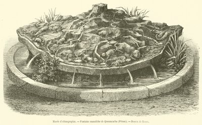 Etnografisch Museum, Monolithische fontein van Quonncacha, Peru door French School