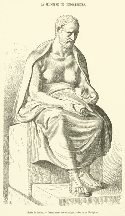 Musee du Louvre, Demosthenes, statue antique door French School
