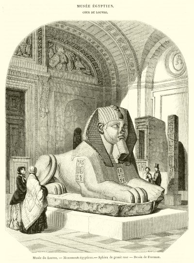 Musee du Louvre, Egyptische monumenten, Sfinx van roze graniet door French School